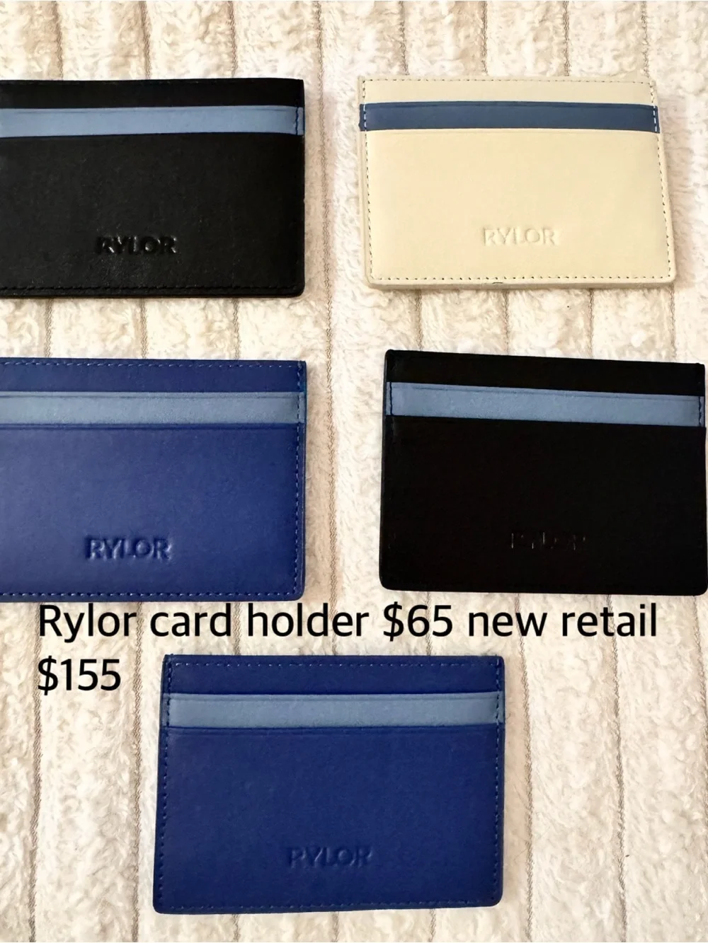 Rylor Men’s Slim Card Holder in Blue, Black, and Cream